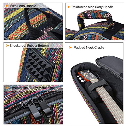 CAHAYA Funda para Guitarra Estilo Bohemia Bolsa Guitarra Clasica Acústica Acolchada de 15,6mm con 3 Bolsillos para Guitarra de 40 41 42 Pulgadas