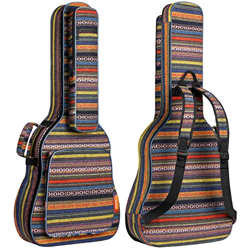 CAHAYA Funda para Guitarra Estilo Bohemia Bolsa Guitarra Clasica Acústica Acolchada de 15,6mm con 3 Bolsillos para Guitarra de 40 41 42 Pulgadas