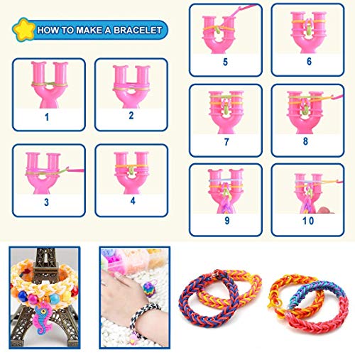 Caja Pulseras Gomas,Hacer Pulseras con Gomas,Loom Kit,Loom Bandas,Kit Brazaletes para Hacer,Hacer Pulseras Letras,Kit Brazaletes,Juego Creativo(2200pcs)