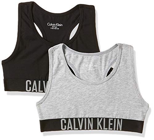 Calvin Klein 2 Pack Bralette Corsé, Gris (1 Grey Heather/1 Black 029), 12-14 Años para Niñas