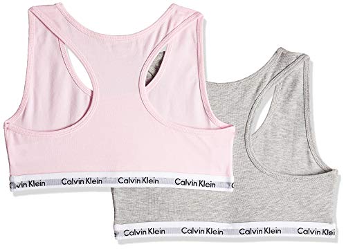 Calvin Klein 2pk Bralette Ropa interior, Grey Htr/Unique 901, 12-14 años para Niñas