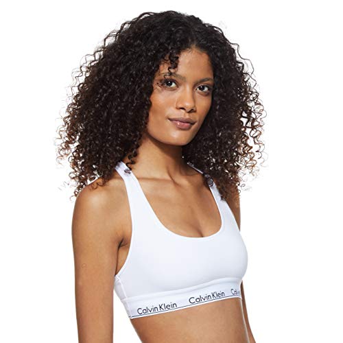 Calvin Klein Modern Cotton-Bralette Sujetador, Blanco (White 100), M para Mujer