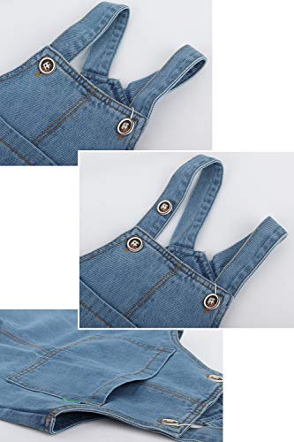 Camilife Bebés Infante Niños Niñas Pantalones de Peto Básicos Algodón Jeans Pantalones con Tirante - Liso Clásico Azul Jeans Talla 90