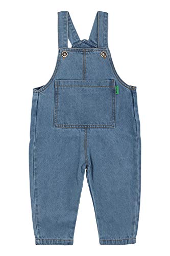 Camilife Bebés Infante Niños Niñas Pantalones de Peto Básicos Algodón Jeans Pantalones con Tirante - Liso Clásico Azul Jeans Talla 90