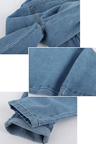 Camilife Bebés Infante Niños Niñas Pantalones de Peto Básicos Algodón Jeans Pantalones con Tirante - Liso Clásico Azul Jeans Talla 90