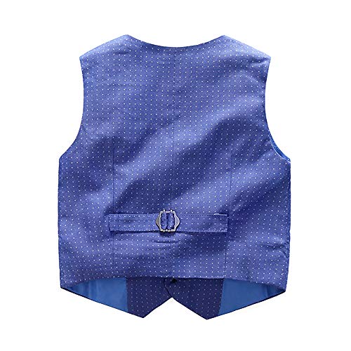 Camisa de Manga Larga para NiñOs PequeñOs + Chaleco + Pantalones 4 Piezas Conjuntos de Trajes de Fiesta De Invierno para NiñOs Azul 5-6 AñOs