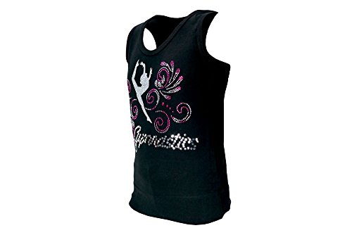 Camiseta de Tirantes de Bernit para Gimnasia (Negra), Gimnasia rítmica Deportiva, Ocio, Deportes, Entrenamiento, para niña, Todo el año, Unisex niños, Color Negro, tamaño 134-140 cm