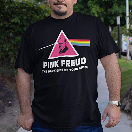 Camiseta para hombre, idea regalo para los apasionados de la filosofía y psicoanálisis, Pink Freud The Dark Side of Your Mom Negro XL