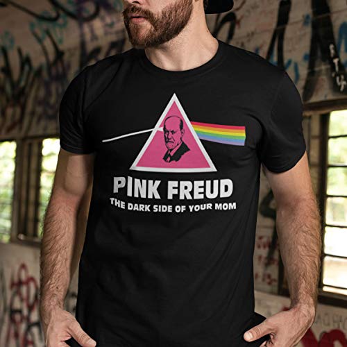 Camiseta para hombre, idea regalo para los apasionados de la filosofía y psicoanálisis, Pink Freud The Dark Side of Your Mom Negro XL