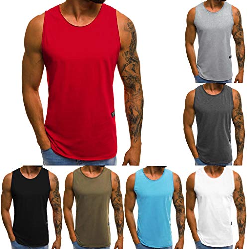 Camisetas Hombre,SHOBDW Moda Personalidad Verano Loose Talla Grande Deporte Sobredimensionado Correr Blusa De Camiseta Sin Mangas Delgada SóLida Camisetas De Tirantes Hombres Gym(Negro,L)