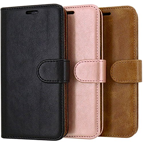 Case Collection Funda de Cuero para Motorola Moto G6 Play Estilo Cartera con Tapa abatible y Ranuras para Dinero y Tarjeta de crédito para Motorola Moto G6 Play Funda