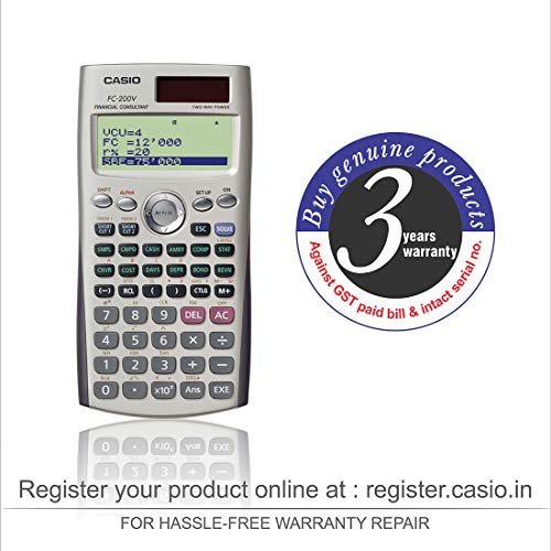 Casio FC-200V - Calculadora financiera, 12.2 x 80 x 161 mm, gris