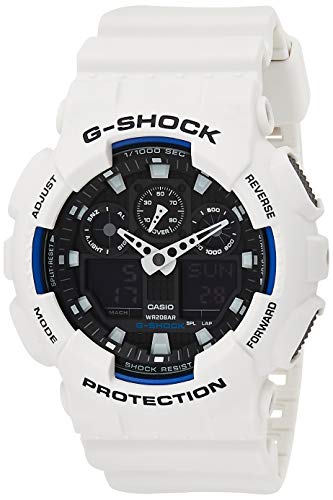 Casio G-SHOCK Reloj Analógico-Digital, 20 BAR, Blanco, para Hombre, GA-100B-7AER