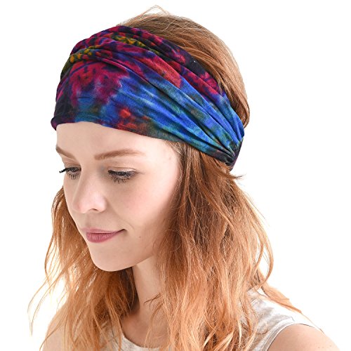 Casualbox Tie Dye Venda Bandana Hippie Cinta Elástico Tapa Cabeza Hombre & Mujeres Psicodélico Flor 60's 70's Retro Boho C