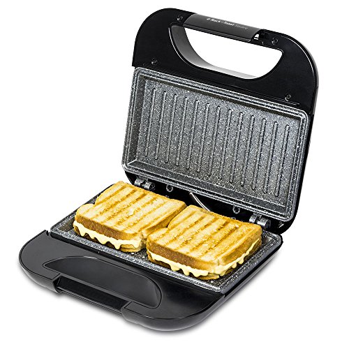 Cecotec Rock'nToast Sandwich Squared - Sandwichera con Revestimiento Antiadherente, Capacidad para 2 Sandwiches, Superficie Grill, Asa Tacto Frío, Recogecables, 750 W