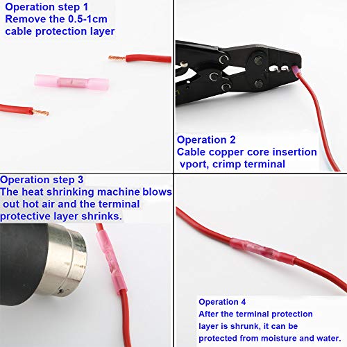 CESFONJER 50 Pcs 22-16 AWG del calor a tope conectores de cable eléctrico Kit, Seal Calor Shrink terminales eléctricos, Impermeable del Alambre con el Caso Práctico Terminales Aislados para.