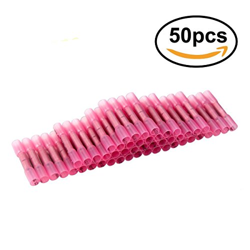 CESFONJER 50 Pcs 22-16 AWG del calor a tope conectores de cable eléctrico Kit, Seal Calor Shrink terminales eléctricos, Impermeable del Alambre con el Caso Práctico Terminales Aislados para.