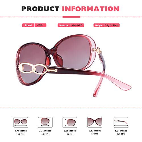 CGID Gafas de Sol Mujer Polarizadas Grande Diseñador de Gran Tamaño Gafas de Sol Polarizadas Mujer Protección UV400 Gafas con Diamantes de Imitación MJ85