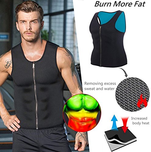 Chaleco para adiestrar en la Cintura para Hombres - Neopreno para Adelgazar Corsé Body Shaper Sauna Sudaderas para Perder Peso - Zipper Sauna Tank Top Entrenamiento Fitness Camisa