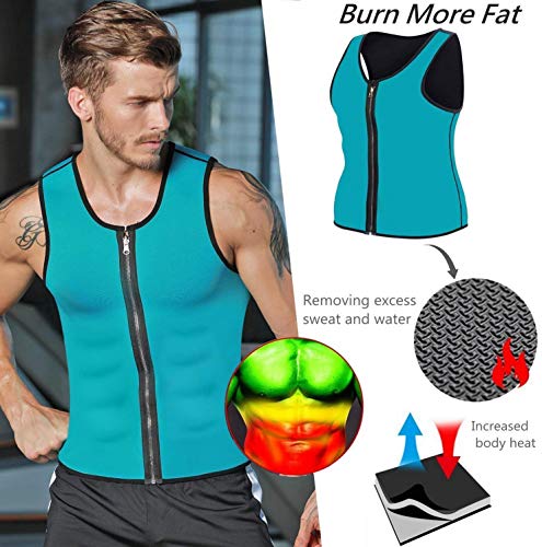 Chaleco para adiestrar en la Cintura para Hombres - Neopreno para Adelgazar Corsé Body Shaper Sauna Sudaderas para Perder Peso - Zipper Sauna Tank Top Entrenamiento Fitness Camisa