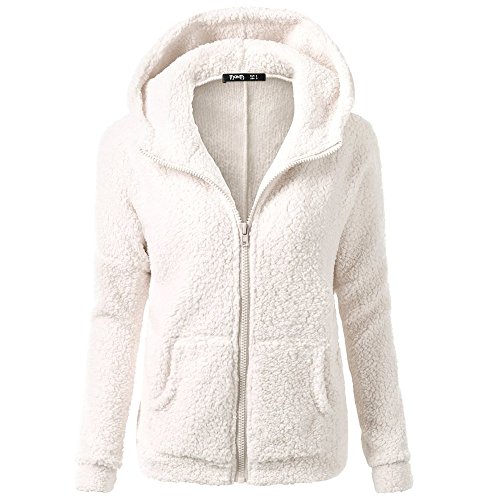 Chaqueta Mujeres de Invierno de Lana Cálida Cremallera Abrigo con Capucha Casual Suéter Abrigo de Algodón Outwear Hoodie riou