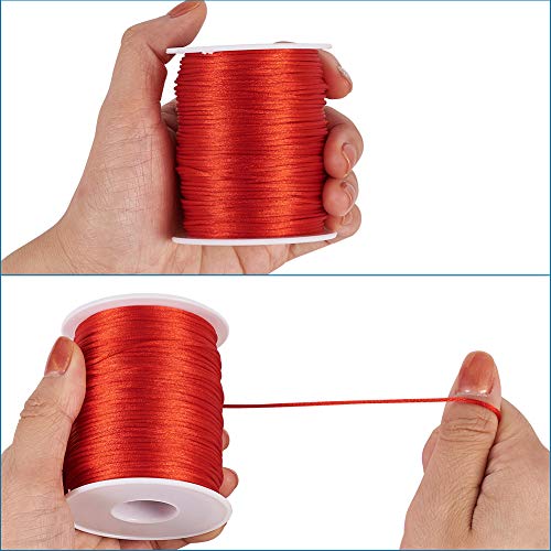 Cheriswelry, 109 yardas/rollo de 1,5 mm de nailon, cordón de cuentas de macramé sedoso rojo, hilo de nailon trenzado para pulsera, collar de joyería, fabricación de nudos chinos artesanías