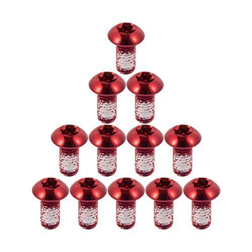 Chooee 12Pcs MTB Tornillos Bicicleta Bici Disco Freno Rotos Pernos Disc Negro M5x10mm Brake Rotor Bolts,Rojo