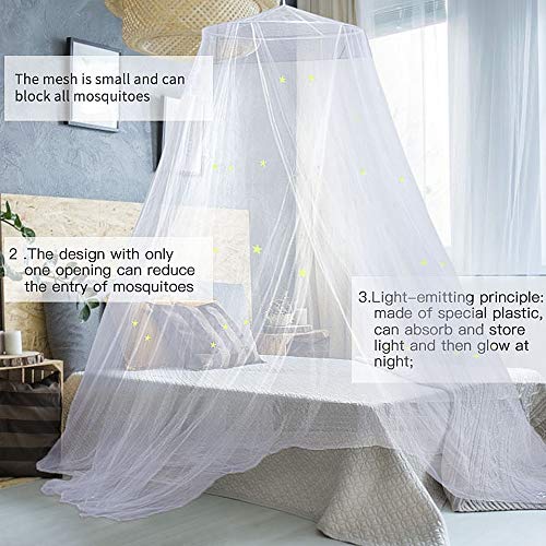 Ciaoed Mosquitera con estrellas luminosas Estrellas Cúpula con dosel de cama luminosa Cúpula antimosquitos La cubierta con dosel se adapta a la cama de bebés, niños, niñas o adultos