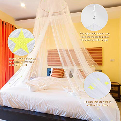 Ciaoed Mosquitera con estrellas luminosas Estrellas Cúpula con dosel de cama luminosa Cúpula antimosquitos La cubierta con dosel se adapta a la cama de bebés, niños, niñas o adultos