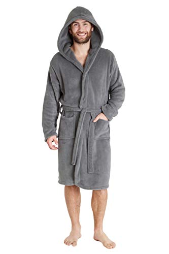 CityComfort Albornoz de Lujo para Hombre súper Suave para Hombre (XL, Gris con Capucha)