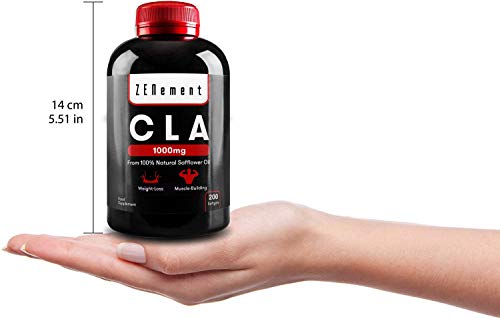 CLA - Ácido Linoleico Conjugado | 1000mg x 200 Perlas | Pérdida de peso, Crecimiento Muscular | Aceite Vegetal de Cártamo 100% Natural, sin gluten, sin transgénicos