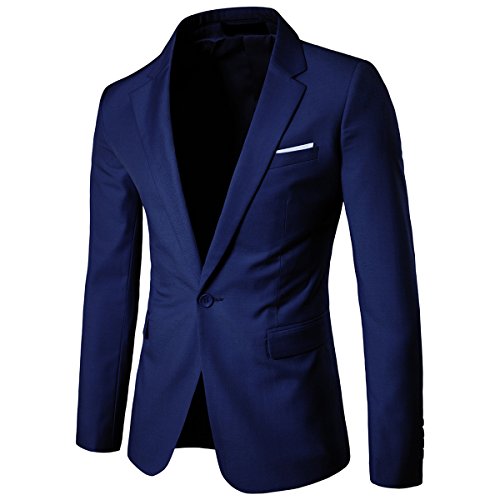 Cloudstyle Traje Suit Hombre 3 Piezas Chaqueta Chaleco pantalon Traje al Estilo Occidental, Azul, M