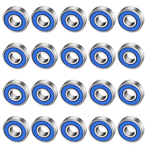 CODIRATO 20 PCS Antifricción para Monopatín 608rs, Cojinetes de Patines de Rueda ABEC-9 Miniatura Radial Rodamientos para Monopatines, Patines (8mm x 22mm x 7mm)