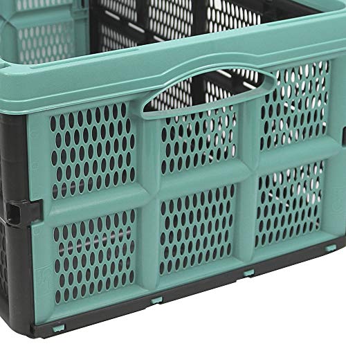 com-four® Caja Plegable de 32 litros - Caja de Transporte con Asas - Caja de almacenaje Robusta - Cesta de la Compra Plegable (50.5x33x22cm - 01 Pieza - Turquesa Pastel)