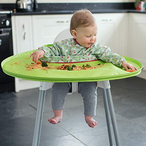 Combo Babero de Destete y Kit de Bandeja- Bandeja Tidy Tot + babero recoge comida con mangas ¡El babero para el Baby Led Weaning Imprescindible! Perfecto para jugar sin mancharse y para el destete