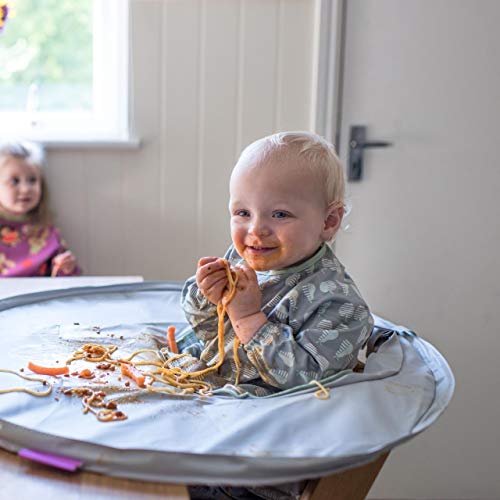 Combo Babero de Destete y Kit de Bandeja- Bandeja Tidy Tot + babero recoge comida con mangas ¡El babero para el Baby Led Weaning Imprescindible! Perfecto para jugar sin mancharse y para el destete