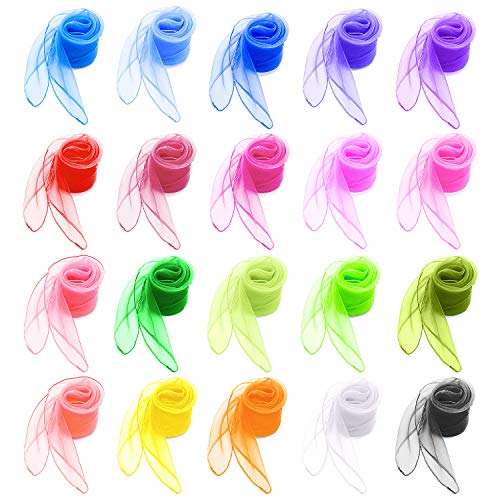 Comius 20 Pcs Colores Plaza Danza Bufandas de Malabares Bufandas de Banda Rítmica para Fiesta Decoración y Juegos Accesorios 60 x 60 cm