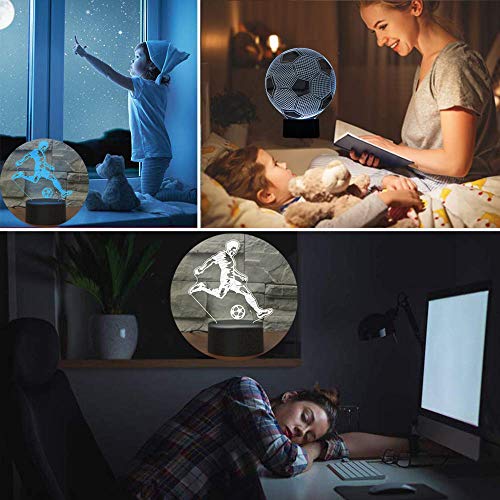 Comiwe Fútbol Luz de Noche de Ilusión 3D Juguete,Control Táctil y Remoto de 16 Colores,Lámpara de Mesa de Noche LED Para Decoración del Hogar,Regalo Para Niñas,Niños,Adultos,Amigos y Familia