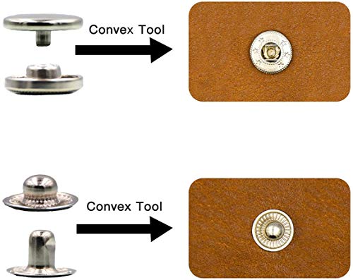 Corchetes de Presión Metálicos, 146 Pcs Botones de Presión, Remaches de Cuero, Remache de Doble Tapa, 6 Colores Kit de Herramienta de Botón Snap Metal Artesanía para Ropa/Cuero/Vaquero/Bolsos