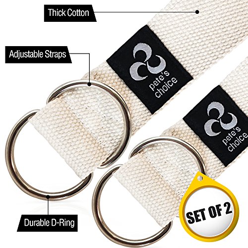 Correas de Yoga Ajustable de 2,4 m – 2 x Pack I Incluye eBook I Correa de Estiramientos con Hebilla en D para Pilates, Gimnasio Fitness I Ideal para Estiramientos Flexibilidad, Yoga Stap