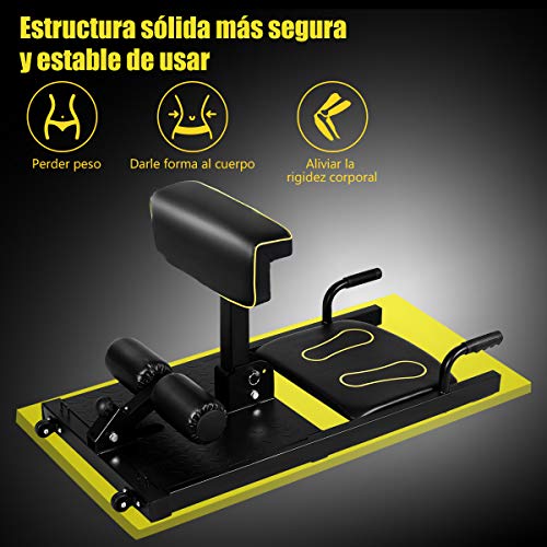 COSTWAY Máquina para Sentadillas Profundas Altura Ajustable Ejercicios Entrenador de Piernas para Gimnasio Hogar Carga hasta 120kg