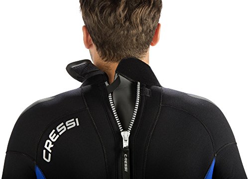 Cressi Castoro Man Traje Monopieza de Buceo Neopreno 5mm High Stretch para Hombre, Negro/Azul/Gris, XL/5