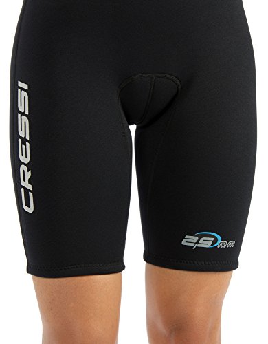 Cressi Med X Lady Wetsuit 2.5mm Traje Monoshort sin Capucha en Neopreno Biforrado, Hombre, Negro/Azul (Aguamarina), M/3