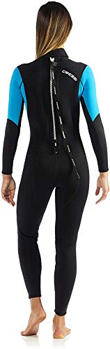 Cressi Morea Lady Monopiece Wetsuit 3mm Traje de Buceo Neopreno, Mujer, Negro/Turquesa/Plata, M/3