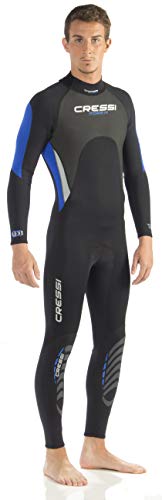 Cressi Morea Man Monopiece Wetsuit 3mm Traje de Buceo Neopreno para los Hombres, Negro/Azul/Plata, L/4