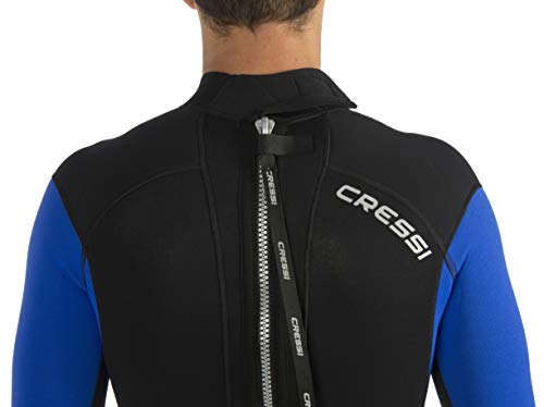 Cressi Morea Man Monopiece Wetsuit 3mm Traje de Buceo Neopreno para los Hombres, Negro/Azul/Plata, L/4