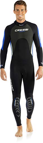 Cressi Morea Man Monopiece Wetsuit 3mm Traje de Buceo Neopreno para los Hombres, Negro/Azul/Plata, L/4