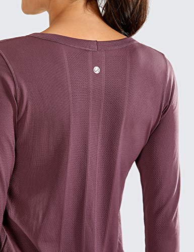 CRZ YOGA Mujer Ropa Deportiva Sports Casuales Camiseta Malla sin Costura Manga Larga Violeta Claro 42