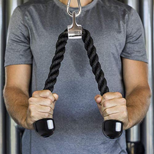 Cuerda Tríceps - Cuerda para Entrenamiento Trabajos Pesados Cuerda Biceps Cable de Fijación Nylon Triceps Cuerda Polea Desplegable Manijas Antideslizantes para Fitness Body Building Uso Doméstico