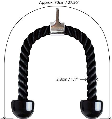 Cuerda Tríceps - Cuerda para Entrenamiento Trabajos Pesados Cuerda Biceps Cable de Fijación Nylon Triceps Cuerda Polea Desplegable Manijas Antideslizantes para Fitness Body Building Uso Doméstico